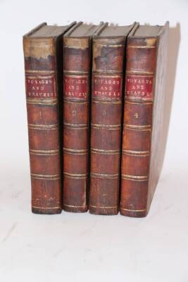 .- AN HISTORICAL ACCOUNT OF ALL THE VOYAGES AROUND THE WORLD 4 vol., engraved maps and plates, contemporary speckled calf, 8vo, F. Newberry, 1774.