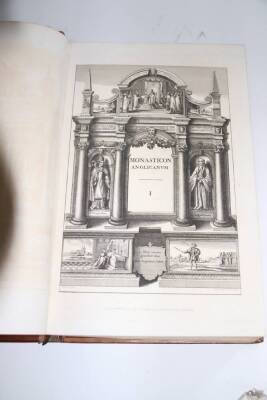 £1,000 no bid. Binding.- Dugdale (William) MONASTICON ANGLICANUM 8 vol., half-titles, additional engraved titles, engraved plates throughout, fine crushed Morocco, ruled in gilt, folio, 1817-30. - 2