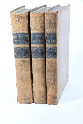 Hawkesworth (John) AN ACCOUNT OF THEH VOYAGES UNDERTAKEN BY THE ORDER OF HIS PRESENT MAJESTY, 3 vol., folding engraved maps, contemporary mottled calf, 4to, W. Strahan & T. Cadell, 1773.