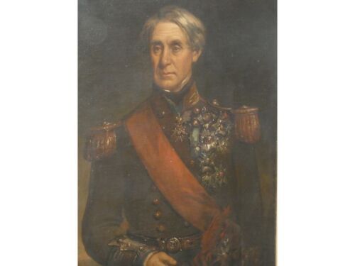 George Frederik Clarke (1823-1906). Portrait of Admiral Lord Lyons, c1856, in three quarter length pose, wearing full naval uniform with sash and Order of the Bath, oil on canvas, inscribed verso, 100cm x 74cm.