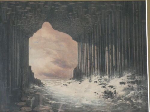 George Ernest Little (19thC). Fingal's Cave, Staffa, watercolour drawing, signed with a monogrammed and dated 1827, 49cm x 63cm. Exhibited at The Royal Academy in 1827 under the name of Rev G E Howman (subsequently G E Little) no. 602 in the catalogue, in