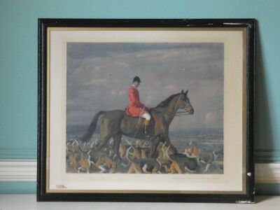 After Sir Alfred Munnings. Portrait of Major T Bouch, MFH with the Belvoir Hounds, published 1956 by Frost and Reed Limited Bristol and London, 61cm x 74cm. - 2