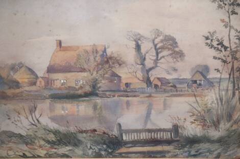 G L Halman. A view of Newland Farm at Exhall, watercolour drawing, inscribed and dated 1856, 24cm x 36.5cm.