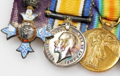 Withdrawn Pre-Sale by Vendor. A miniature dress medal group, comprising: OBE (purple riband), British War Medal 1914-18, Victory Medal, British War Medal 1935-45, George V Coronation Medal, George VI Coronation Medal. - 2