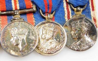 Withdrawn Pre-Sale by Vendor. A miniature dress medal group, comprising: OBE (purple riband), British War Medal 1914-18, Victory Medal, British War Medal 1935-45, George V Coronation Medal, George VI Coronation Medal. - 3