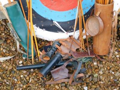A Jaques archery target and a collection of arrows, quiver and accessories. - 2