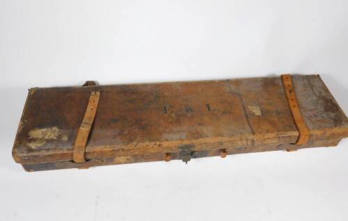 A vintage Cogswell and Harrison leather bound gun case, bears the initial EKL, 82cm long.