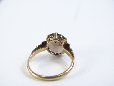 A Smoky quartz dress ring, set in 9ct gold, 2.9g all in. - 2