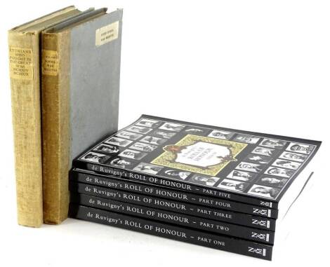 First World War History, Five volumes of de Ruvigny's Role of Honour, paperback, The Rugby School War Register, and The List of Etonians Who Fought the Great War 1914-19. (7)