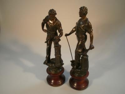 A pair of French painted Spelter figures