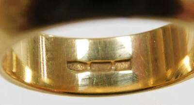 An 18ct gold wedding band, of plain design, hallmarks rubbed, ring size J½, 5.8g all in. - 2