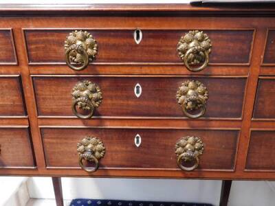 A George IV mahogany enclosed dressing table, the rectangular top with a moulded edge enclosing a fitted interior with a central adjustable mirror and various lidded compartments and recesses, the front with an arrangement of seven false drawers and doubl - 6