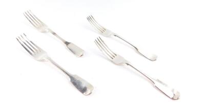 A set of four Victorian silver dessert forks, monogram engraved, William Robert Smiley, London 1852, 7.35oz.