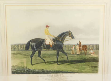 After John Frederick Herring Sr. (British 1795-1855). Jack Spigot, The Winner of The Great St Ledger at Doncaster 1821, aquatint engraving by Mr Sutherland, published by S & J Fuller at their Sporting Gallery, 34 Rathbone Place, London, 97.5cm x 45cm.