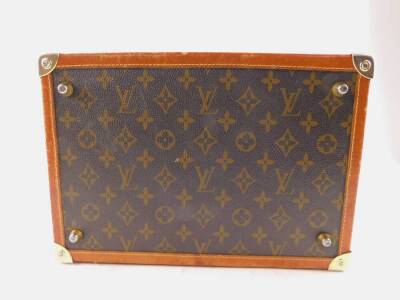 A Louis Vuitton style combination jewellery case, with tan leather trim, 20.5cm high, 32cm wide, 22cm deep. - 3