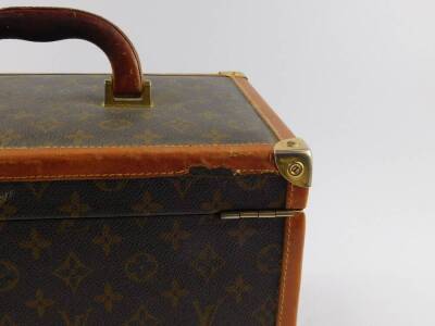 A Louis Vuitton style combination jewellery case, with tan leather trim, 20.5cm high, 32cm wide, 22cm deep. - 5