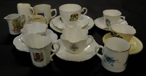 Shelley Foley and other crested china tea wares, mugs, and jugs, including Arms of The Borough of Douglas., City of London., Arms of Shakespeare combined with Stratford Upon Avon., Skegness., and Woodbridge, etc. (a quantity)