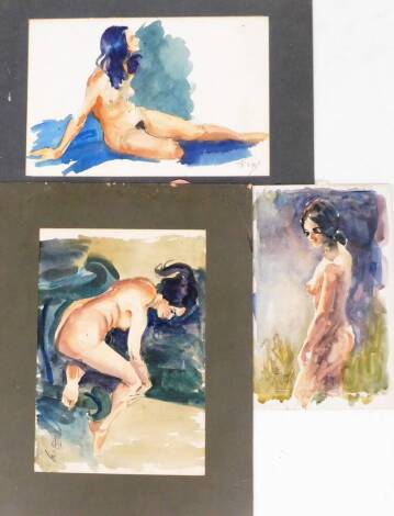 Terence Shelbourne (1930-2020). Watercolour studies of nudes, one signed and dated 1978, the other two mounted and also dated 1978. (3)