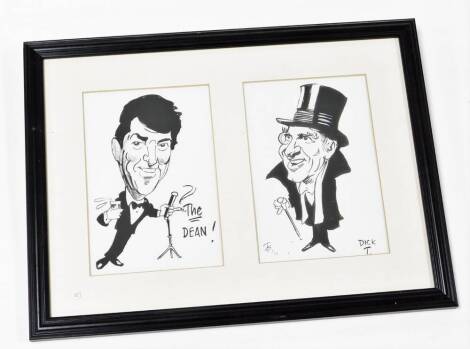 Terence Shelbourne (1930-2020). The Dean and Dick T caricature, framed and mounted, to include The Dean and Dick T, signed and dated 2011, 18cm x 12.5cm.