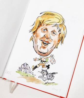 Terence Shelbourne (1930-2020). An artist's sketchbook, caricatures, to include pen and ink, watercolour and others, inscribed 'A Book of 91, Drawn April 2011 to June 2011', to include Harry Redknapp, John Higgins, Spike Army Scenes, John Cleese, Sir Davi - 13