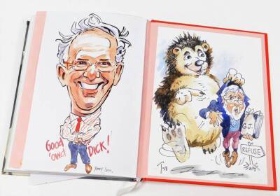 Terence Shelbourne (1930-2020). An artist's sketchbook, caricatures, to include pen and ink, watercolour and others, inscribed 'A Book of 91, Drawn April 2011 to June 2011', to include Harry Redknapp, John Higgins, Spike Army Scenes, John Cleese, Sir Davi - 16