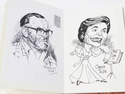 Terence Shelbourne (1930-2020). A caricature book, inscribed 'August 1996, continued and complete March 2000', to include Sir Enry's 'ammer, Labour of Love, Beefing About the Bush, Monty, Garden of Eden, Francis Bacon & Eggs, The Horse's Face Coursing The - 10