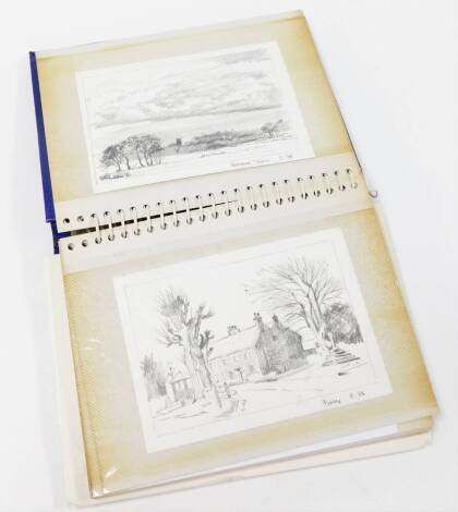 Terence Shelbourne (1930-2020). A pencil sketchbook of landscapes and local scenes, to include Ponton Rocks, Somerby, Little Ponton, Sproxton, Nene Valley, Belvoir, Knaresborough, Woodnook, etc. (1 album)