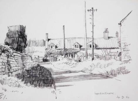 Terence Shelbourne (1930-2020). Londonthorpe, pencil sketch, dated April 9th '82, 19cm x 26cm, framed and glazed.