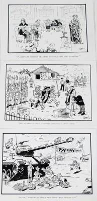 Terence Shelbourne (1930-2020). A group of pen and ink cartoons relating to Grantham Events, to include Grantham Carnival, The Guildhall Centre, St Wulfrum's Last Night At The Proms, The Prince Of William Gloucester Barracks, The Old Scrap Bangers, Dog Sh - 3