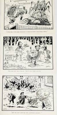 Terence Shelbourne (1930-2020). A group of pen and ink cartoons relating to Grantham Events, to include Grantham Carnival, The Guildhall Centre, St Wulfrum's Last Night At The Proms, The Prince Of William Gloucester Barracks, The Old Scrap Bangers, Dog Sh - 4