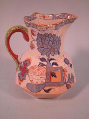 A 19thC Masons ironstone octagonal vase decorated in underglaze blue with