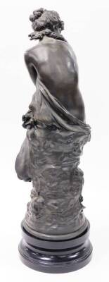 After Moreau. A bronzed resin figure of a maiden in flowing dress, on a black plinth, 74cm high. - 3