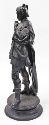 19thC Continental School. Bronzed terracotta figure of a gentleman wearing 18thC dress, on a plinth base, 60cm high. - 2