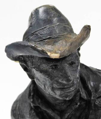 After Michael C Garman. Taking The Rough Off, bronze finished resin figure of a cowboy, signed and dated 1972, 42cm high. (AF) - 8