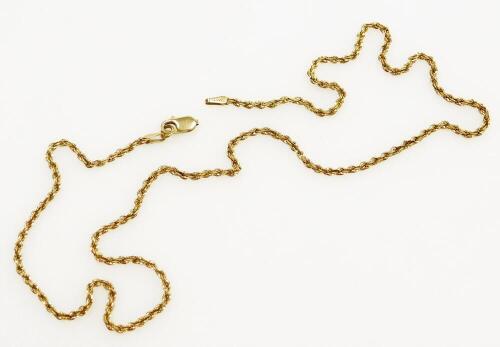 A rope twist chain, with clip clasp (AF), 44cm long, 5.9g.