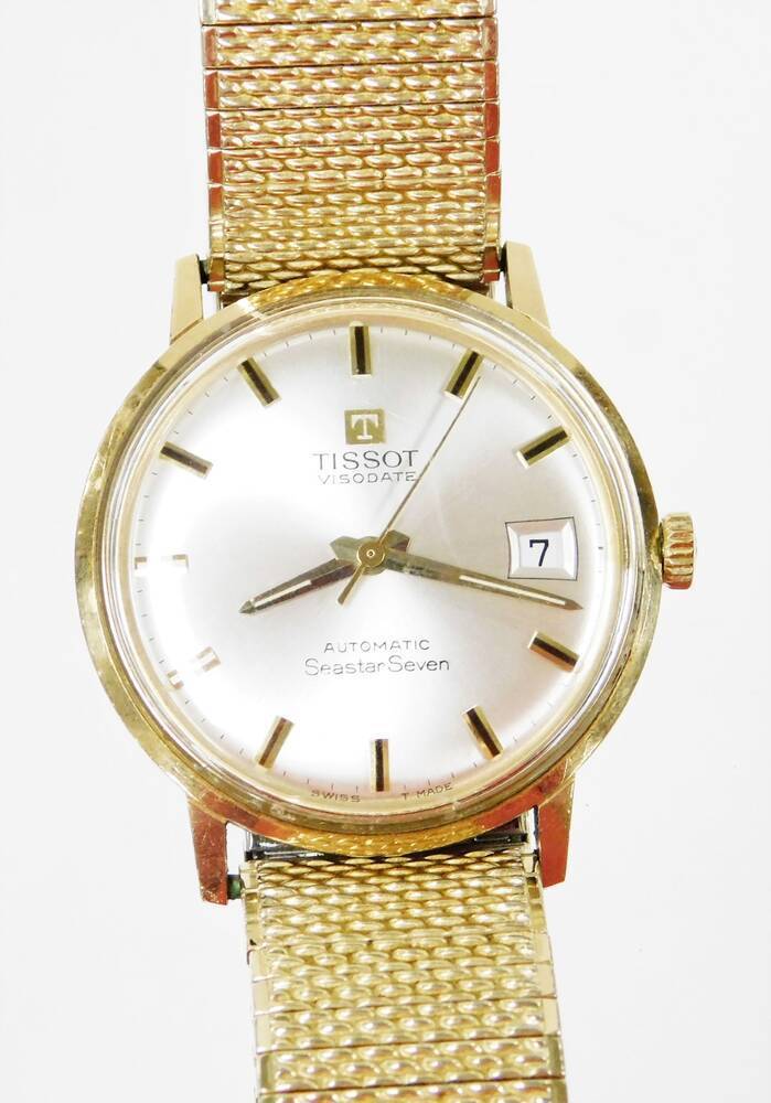 A Tissot Seastar 7 wristwatch with a gold plated watch head on a