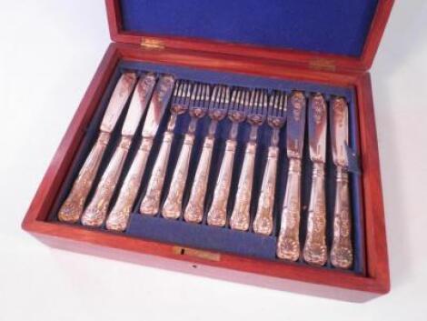 A set of Victorian silver plated Kings pattern fish knives and