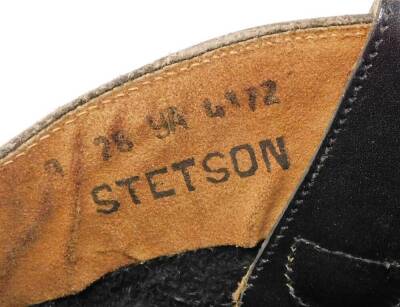 A pair of black leather cowboy boots, stamped Stetson, size unknown. - 4