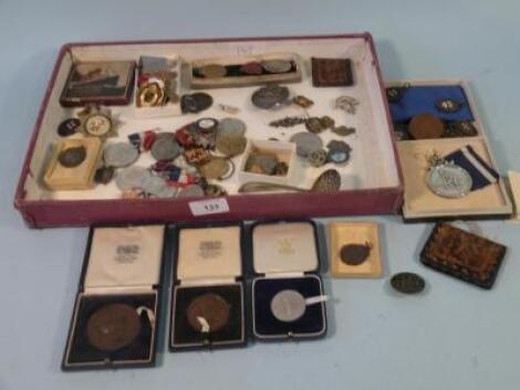 Sporting medals and medallions including Bolton Royal Caledonian Curling Club 1865