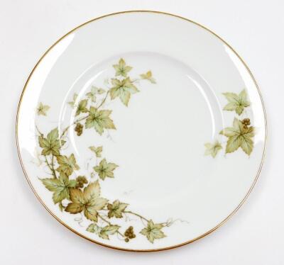 A comprehensive Noritake Ireland Trailing Ivy pattern part dinner service, to include dinner plate 27cm diameter, graduated serving meat plates, cups, saucers, jugs, soup bowls, dessert bowls, soup tureen, cups, saucers, plates, side plates, etc., printed - 2