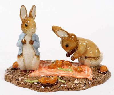 A Beswick Beatrix Potter limited edition figure group, Peter and Benjamin Picking up Onions, number 887 of 3000, boxed. - 2