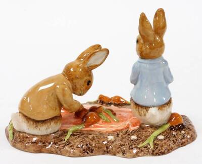 A Beswick Beatrix Potter limited edition figure group, Peter and Benjamin Picking up Onions, number 887 of 3000, boxed. - 3