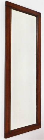 A mahogany framed early 20thC wall mirror, of plain rectangular design, 120cm x 42cm.