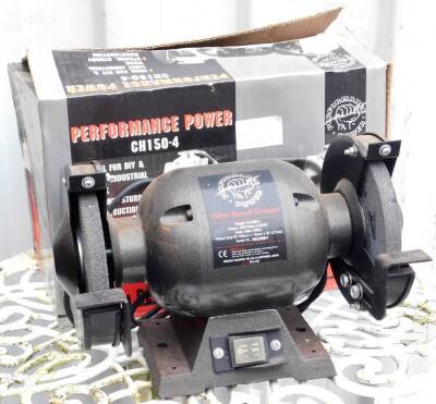 A Performance power CH150-4 150mm bench grinder, boxed.