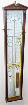 A mahogany cased Admiral Fitzroy barometer, with paper coloured backing, 101cm high.