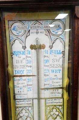 A mahogany cased Admiral Fitzroy barometer, with paper coloured backing, 101cm high. - 2