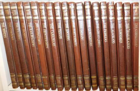 Various Wild West novels, to include the Canadians, The Frontiersmen, The Express Men, The Spanish West, The Indians, The Loggers, The Texans, etc., each in Time Life Books brown leather binding (19).