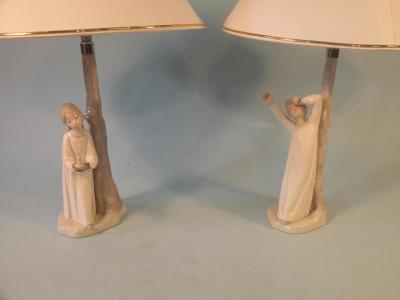 A pair of Nao porcelain table lamps