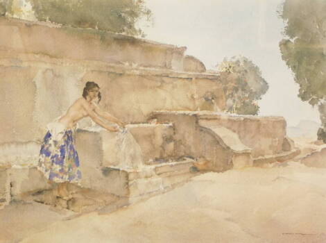 William Russell Flint (1880-1969). Isabella of Lucernay, artist signed coloured print, 54cm x 70.5cm.