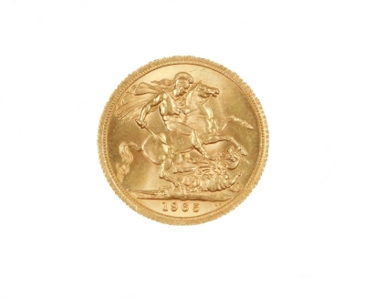 An Elizabeth II full gold sovereign, dated 1965.